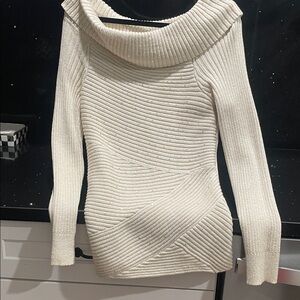 White House Black Market Cream Cowl Neck Sweater
